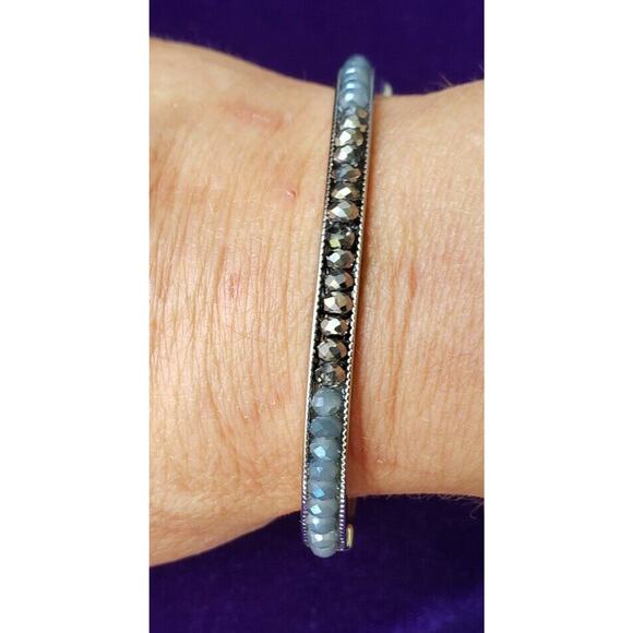 Charming Charlie Jewelry - Charming Charlie Bracelet "Holiday Silver Blue Light" Oval Clamper Bangle